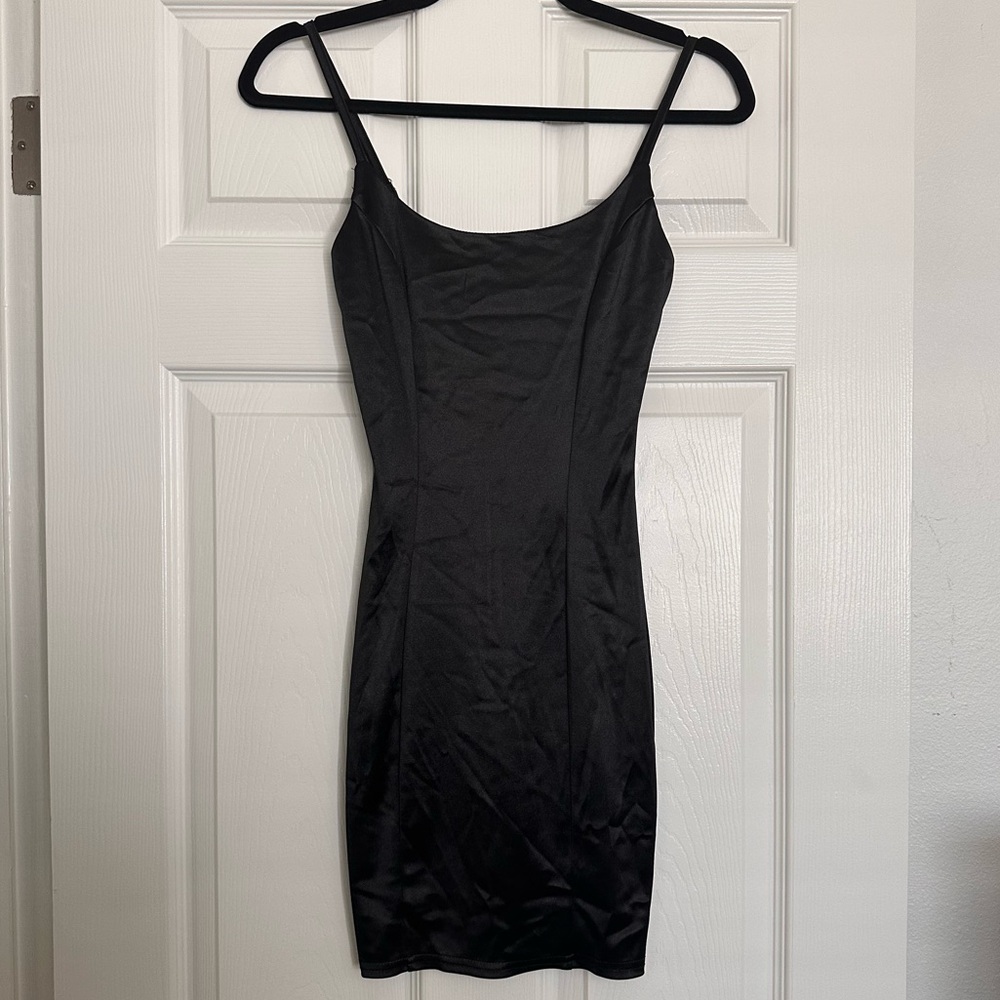 Fashion Nova Black Satin Mini Dress